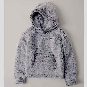 Abercrombie Kids Girls Grey Plush Sherpa Hoodie 7-8